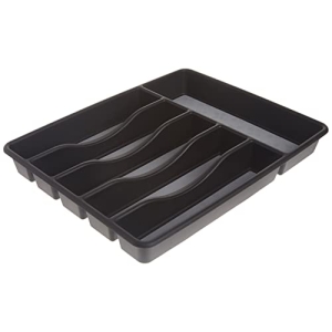Rubbermaid No-Slip Large, Silverware Tray Organizer, Black with Gray