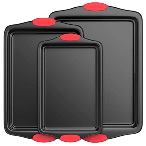 Nutrichef w/Heat Red Silicone Handles, Oven Safe, 3 Piece Set