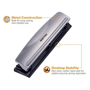 Bostitch Office 3 Hole Punch, 12 Sheet Capacity, All-Metal, Silver